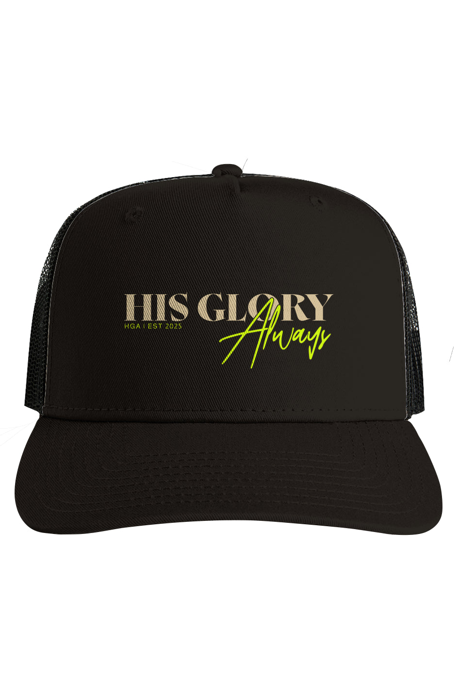 His Glory Always Black Mesh Stock Contrast Trucker