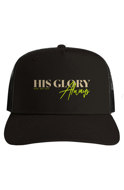 His Glory Always Black Mesh Stock Contrast Trucker